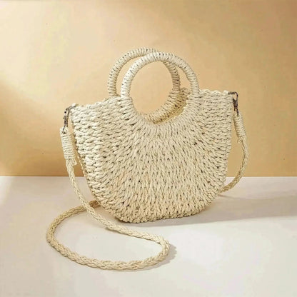 Sac de Plage Demi - Lune en Paille - Saylana