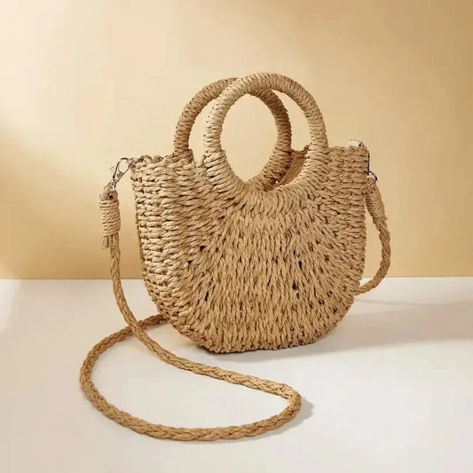 Sac de Plage Demi-Lune en Paille-Saylana
