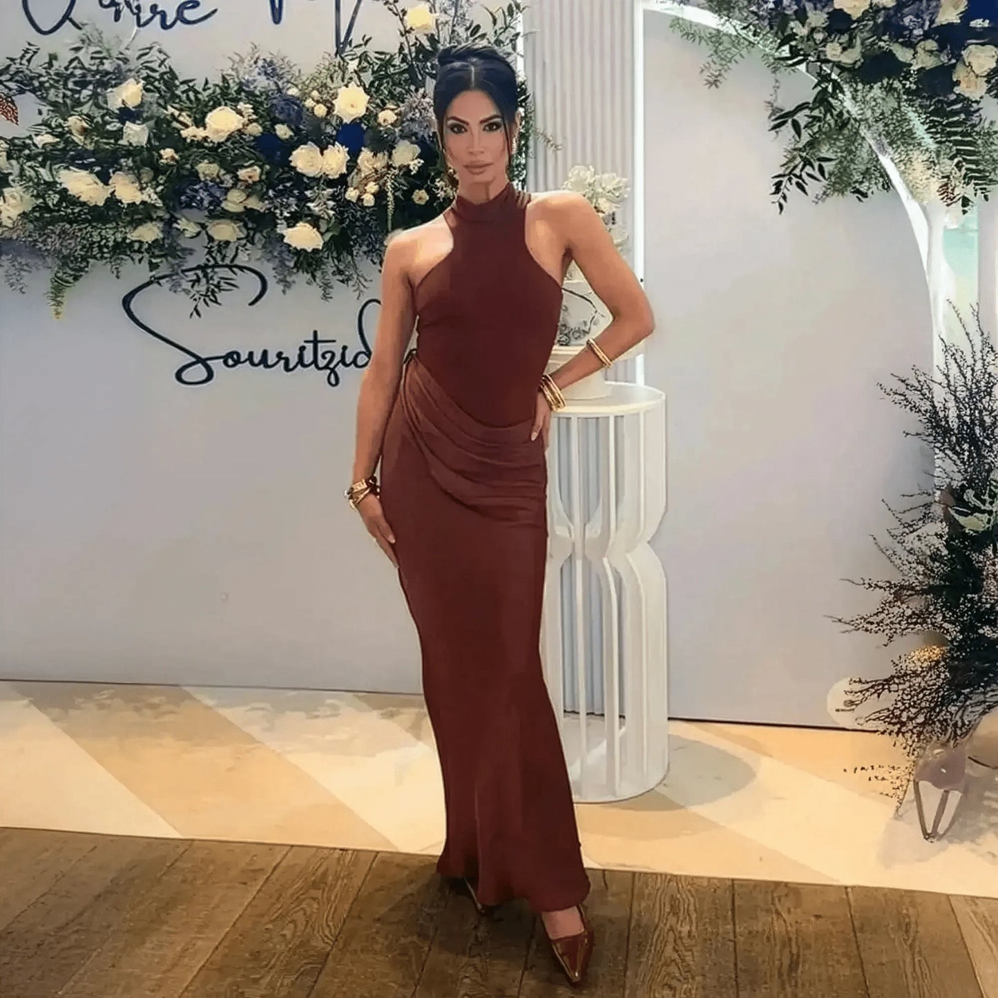 Satin Noir Fendu Chic - Saylana