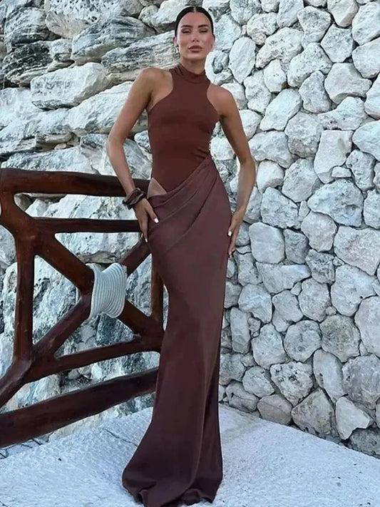 Satin Noir Fendu Chic-Saylana