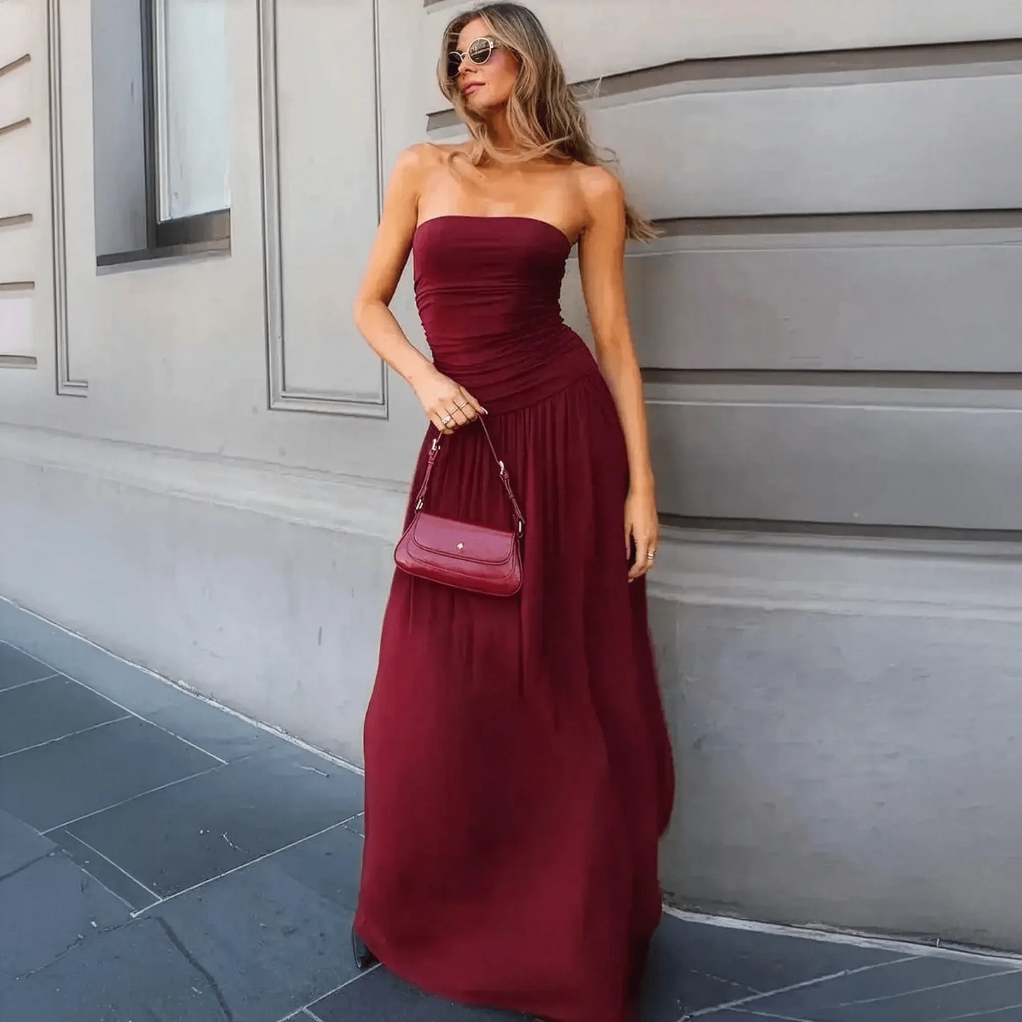 Robe Longue Plissée Dos Nu - Saylana
