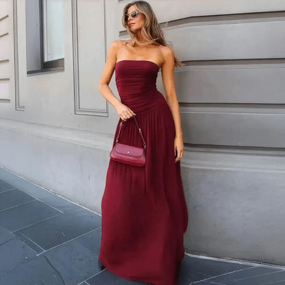 Robe Longue Plissée Dos Nu - Saylana