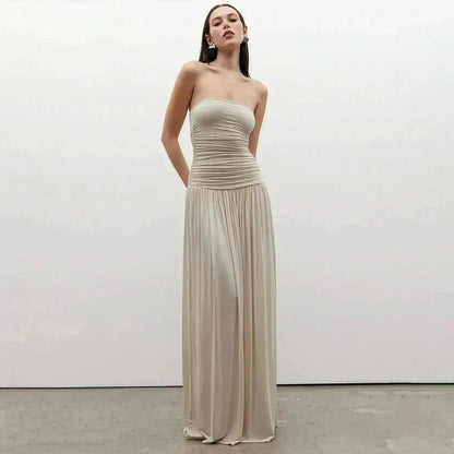 Robe Longue Plissée Dos Nu - Saylana