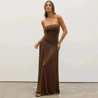 Robe Longue Plissée Dos Nu - Saylana