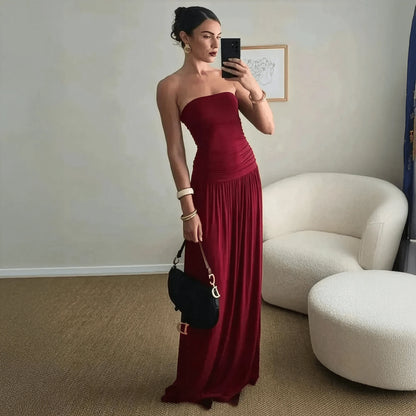 Robe Longue Plissée Dos Nu - Saylana