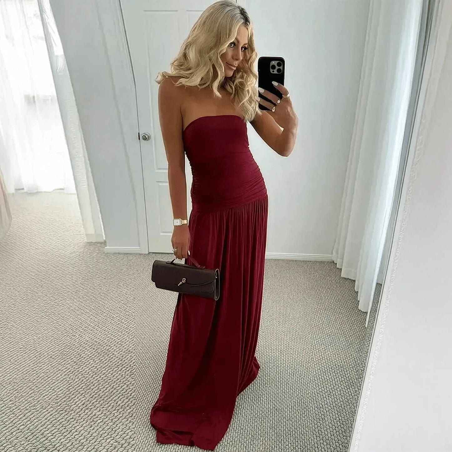 Robe Longue Plissée Dos Nu - Saylana