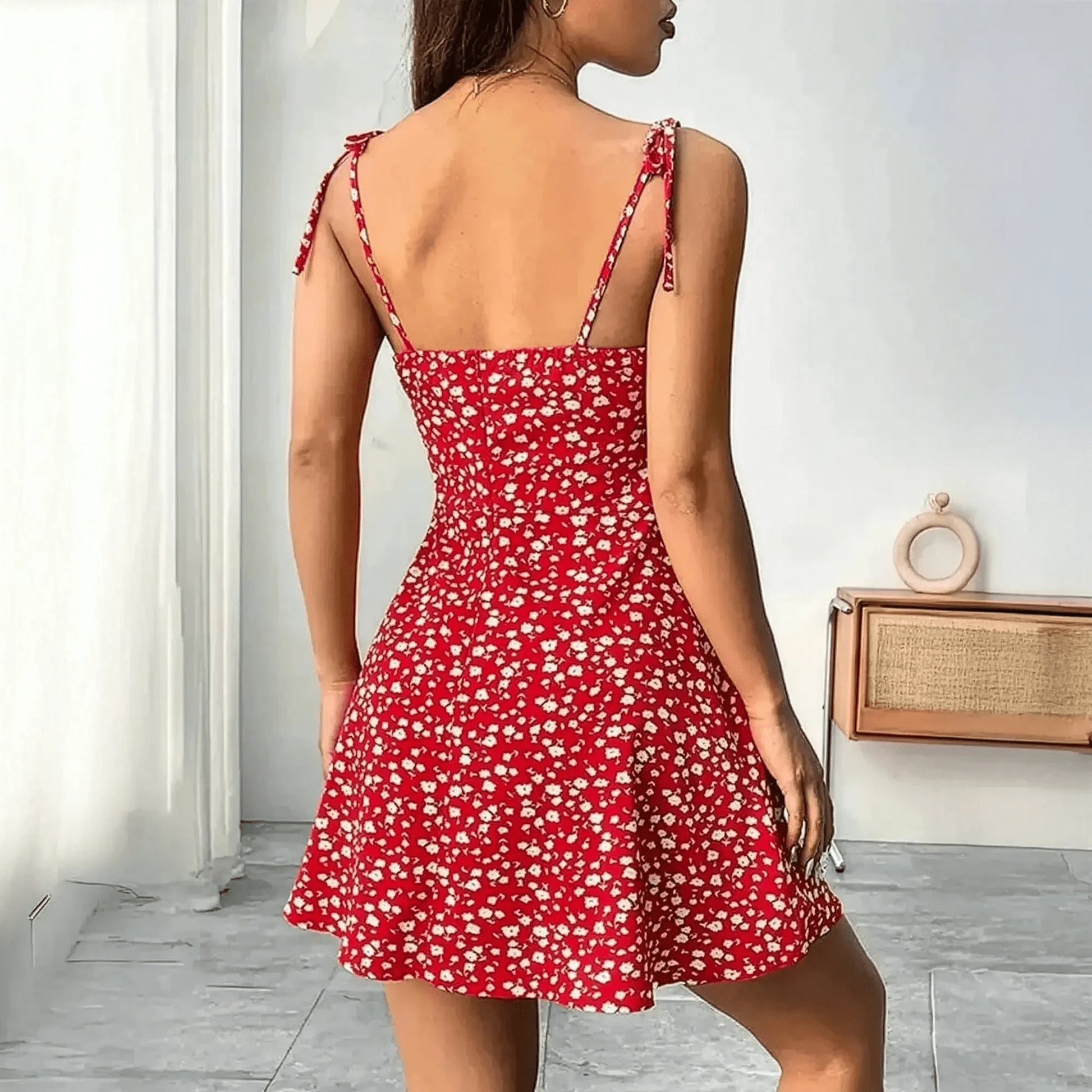 Robe Courte Fleurie Bretelles - Saylana