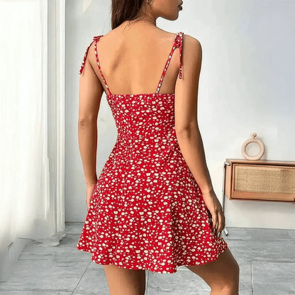 Robe Courte Fleurie Bretelles - Saylana