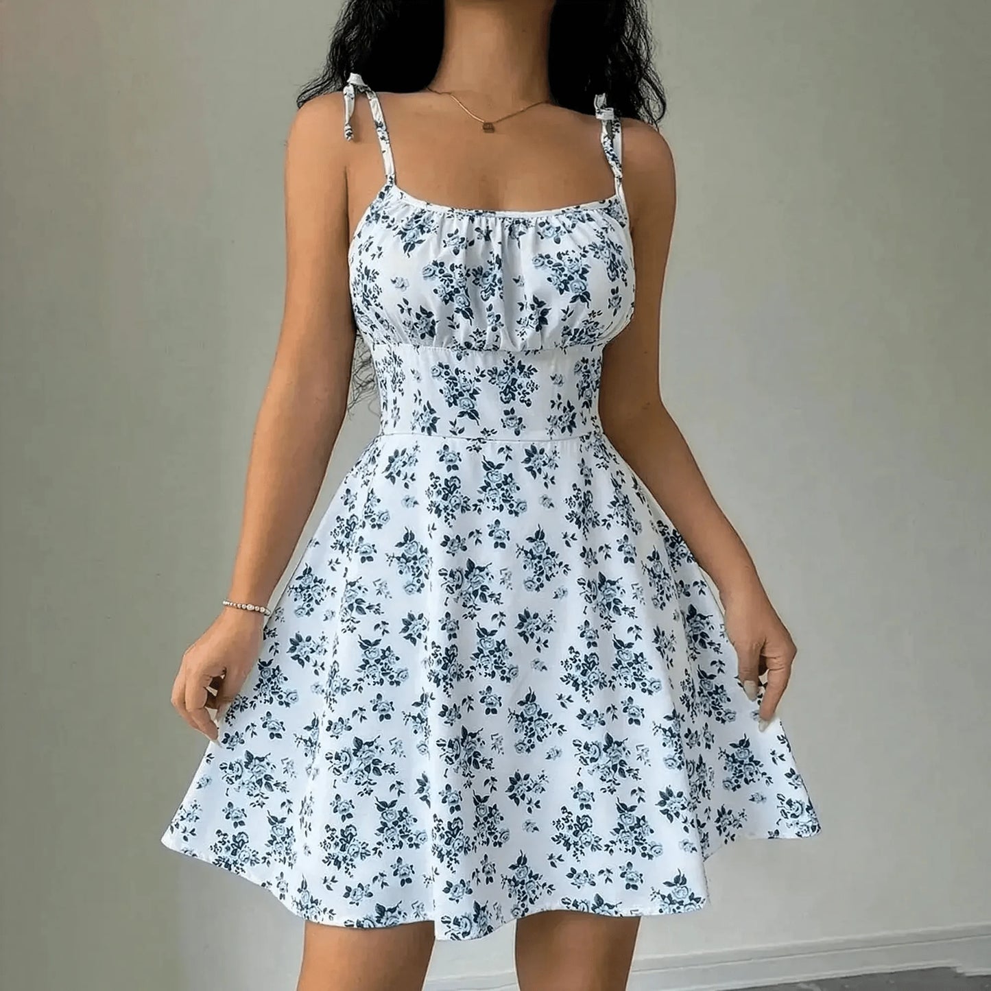 Robe Courte Fleurie Bretelles - Saylana