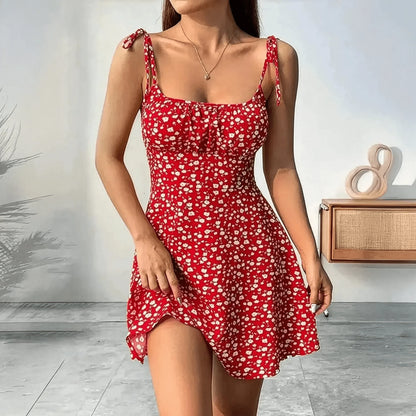 Robe Courte Fleurie Bretelles - Saylana