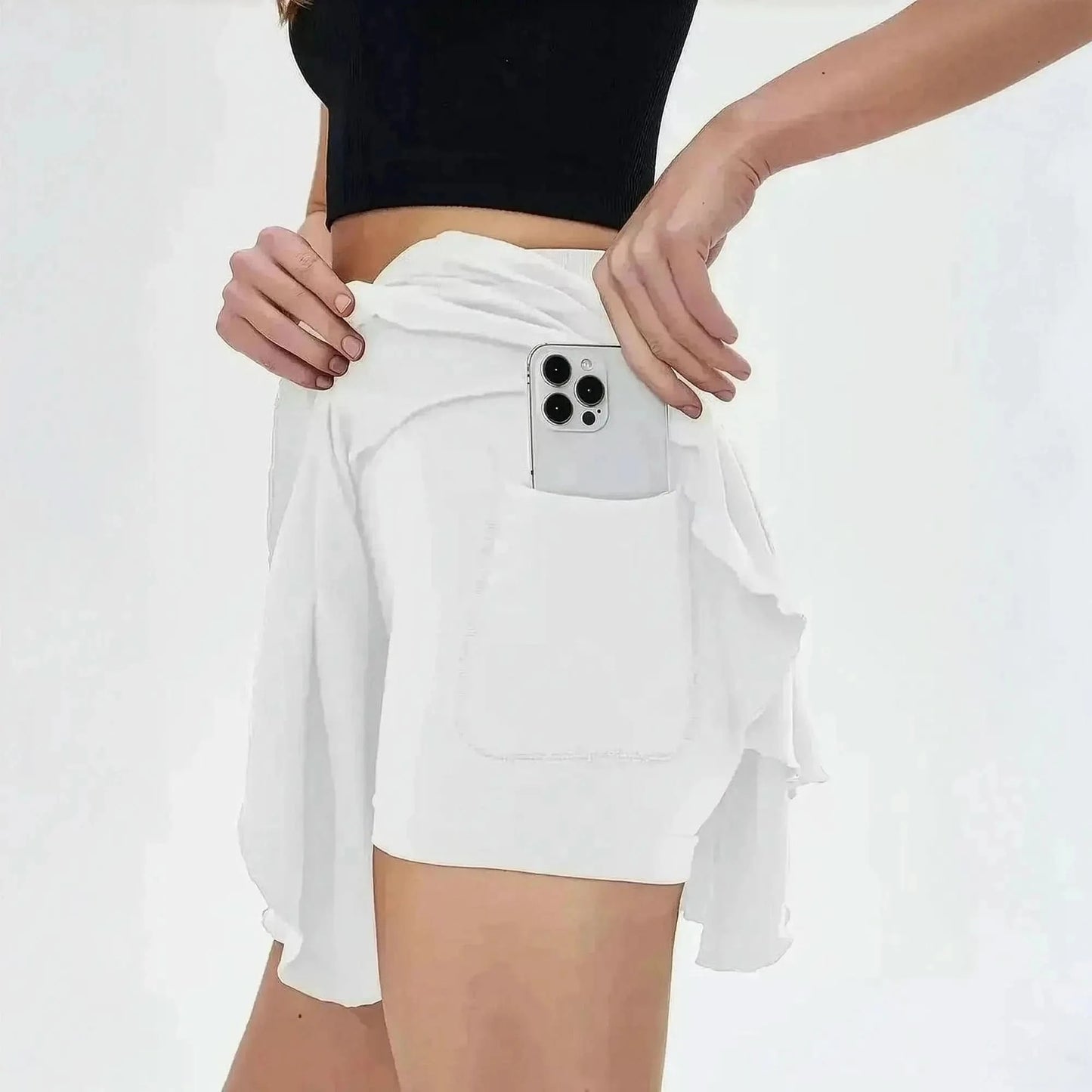 Jupe de Tennis Taille Haute avec Short Intégré - Saylana