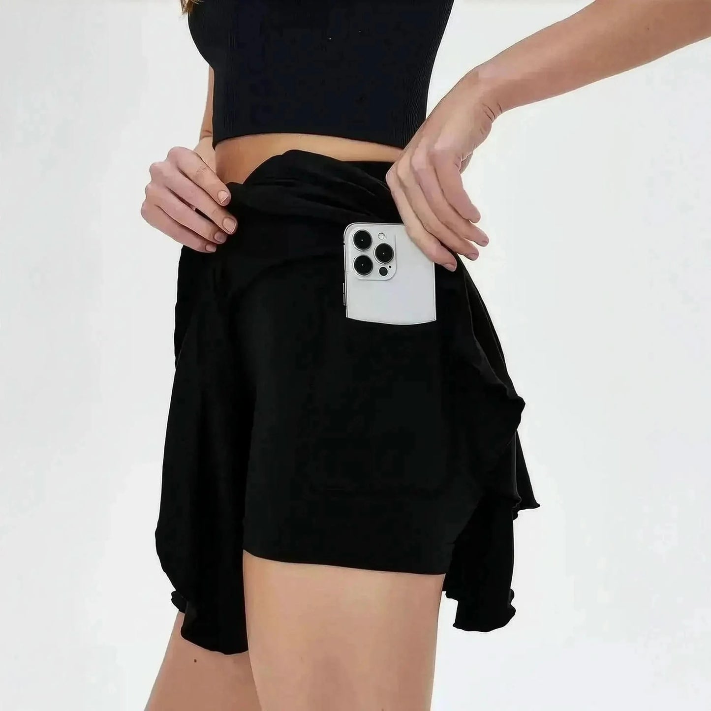 Jupe de Tennis Taille Haute avec Short Intégré - Saylana