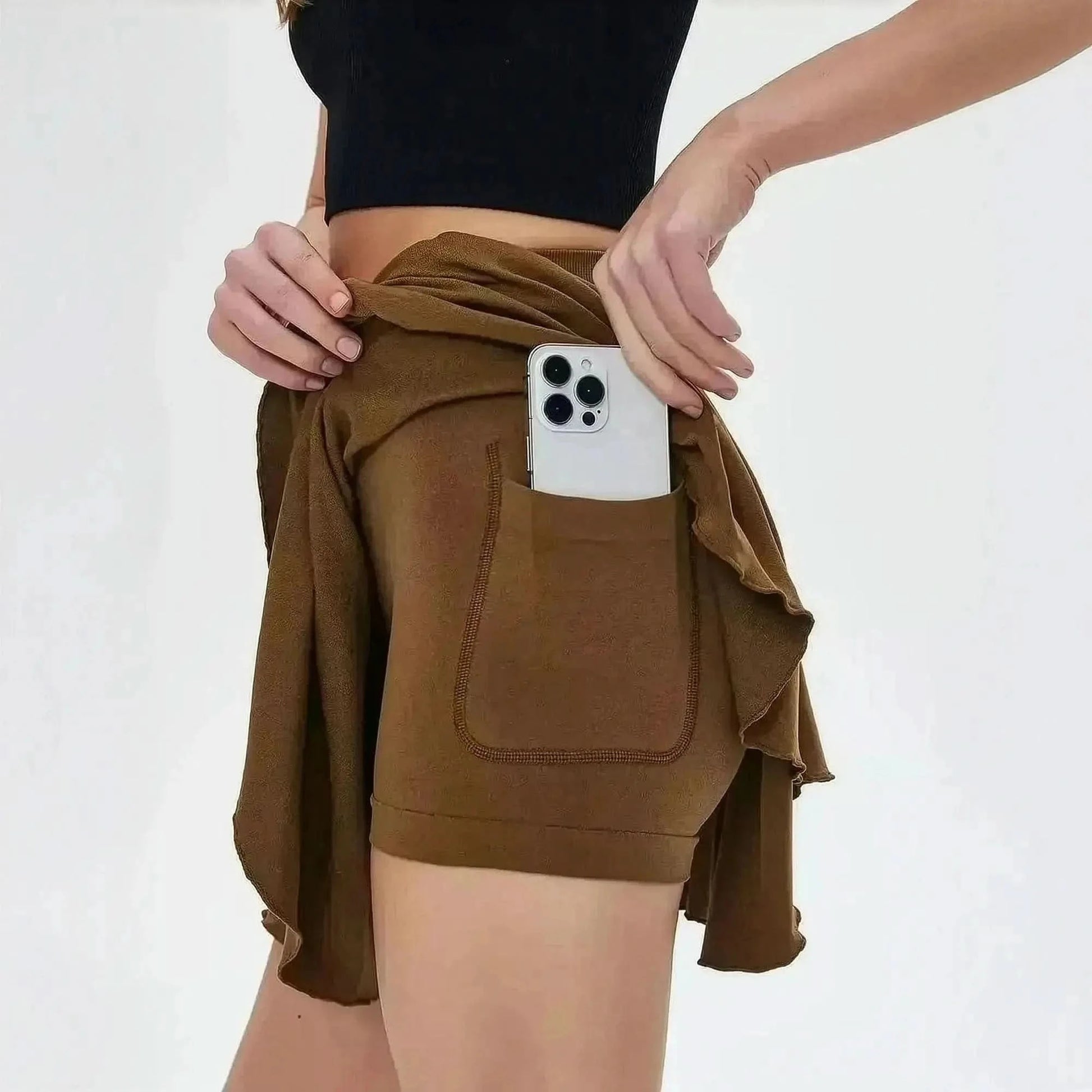 Jupe de Tennis Taille Haute avec Short Intégré - Saylana