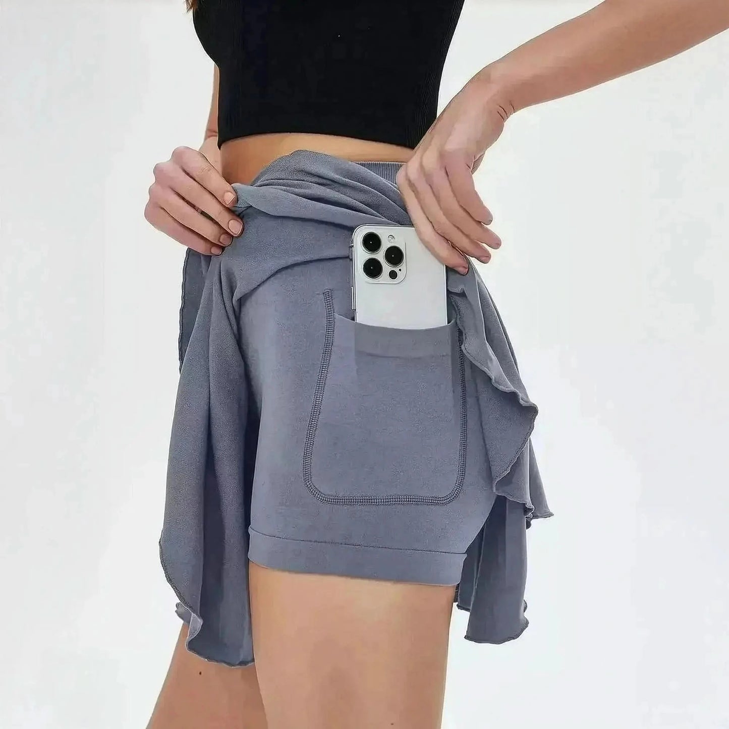 Jupe de Tennis Taille Haute avec Short Intégré - Saylana