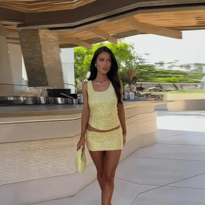 Ensemble Pailleté Mini Jupe - Saylana