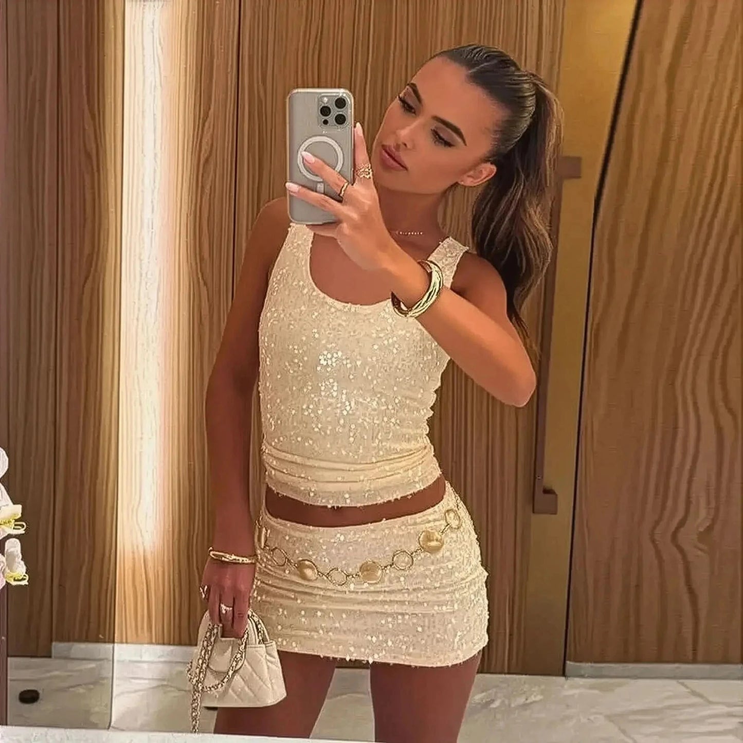 Ensemble Pailleté Mini Jupe - Saylana