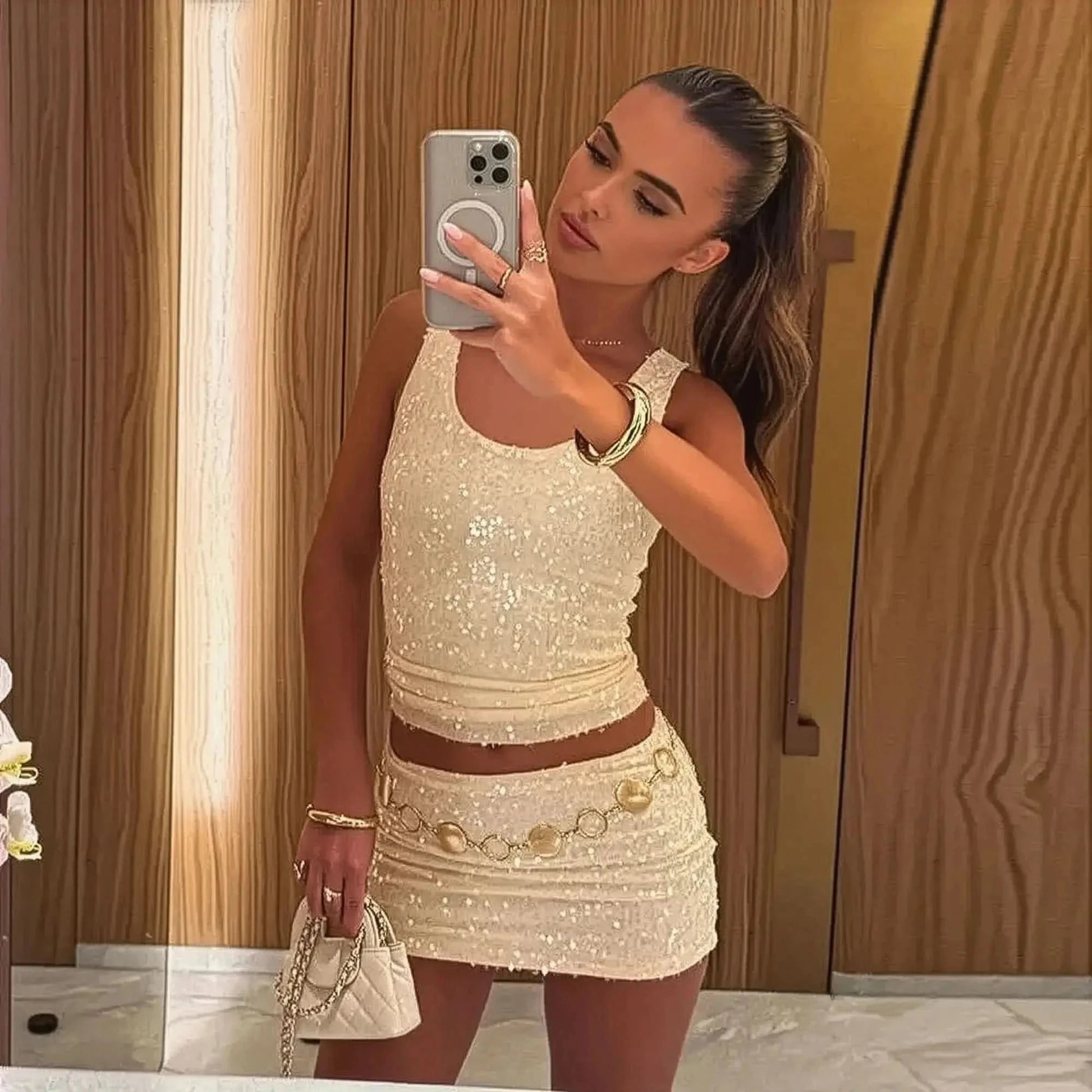 Ensemble Pailleté Mini Jupe - Saylana