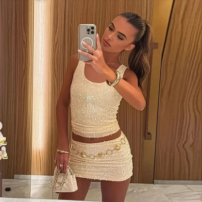 Ensemble Pailleté Mini Jupe - Saylana