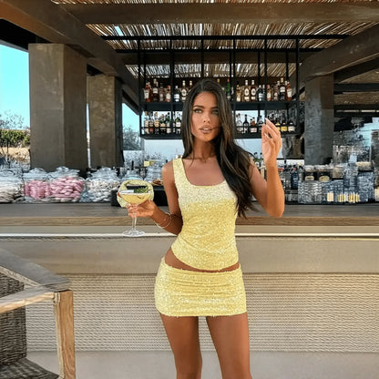 Ensemble Pailleté Mini Jupe - Saylana