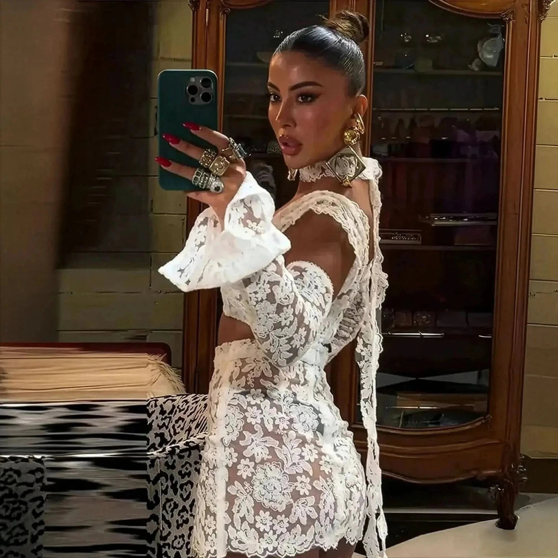 Ensemble Dentelle Jupe + Crop Top - Saylana