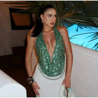 Mini Robe Dos Nu à Sequins - Saylana