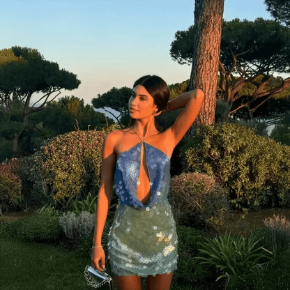 Mini Robe Dos Nu à Sequins - Saylana