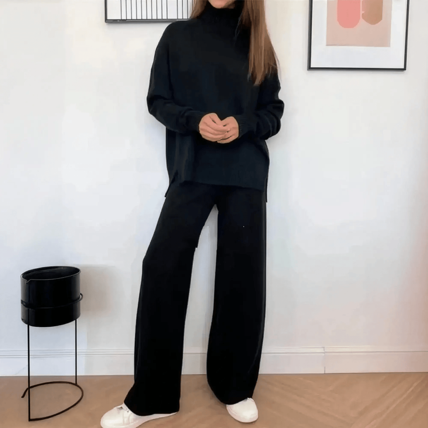 Ensemble Tricoté Femme : Col Roulé + Pantalon Droit - Saylana