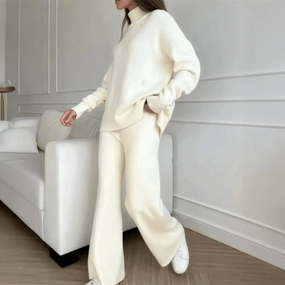 Ensemble Tricoté Femme : Col Roulé + Pantalon Droit - Saylana