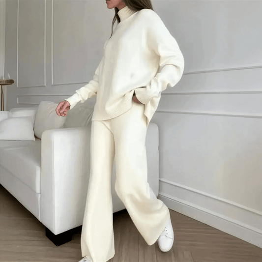Ensemble Tricoté Femme : Col Roulé + Pantalon Droit - Saylana