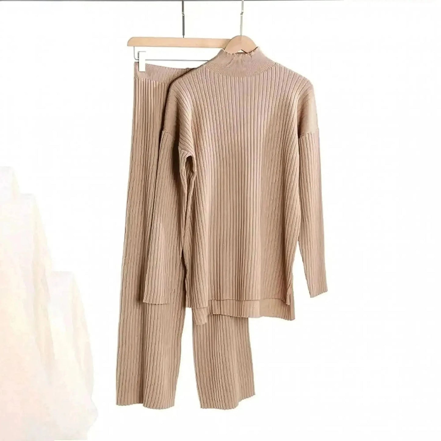 Ensemble Tricoté Femme : Col Roulé + Pantalon Droit - Saylana