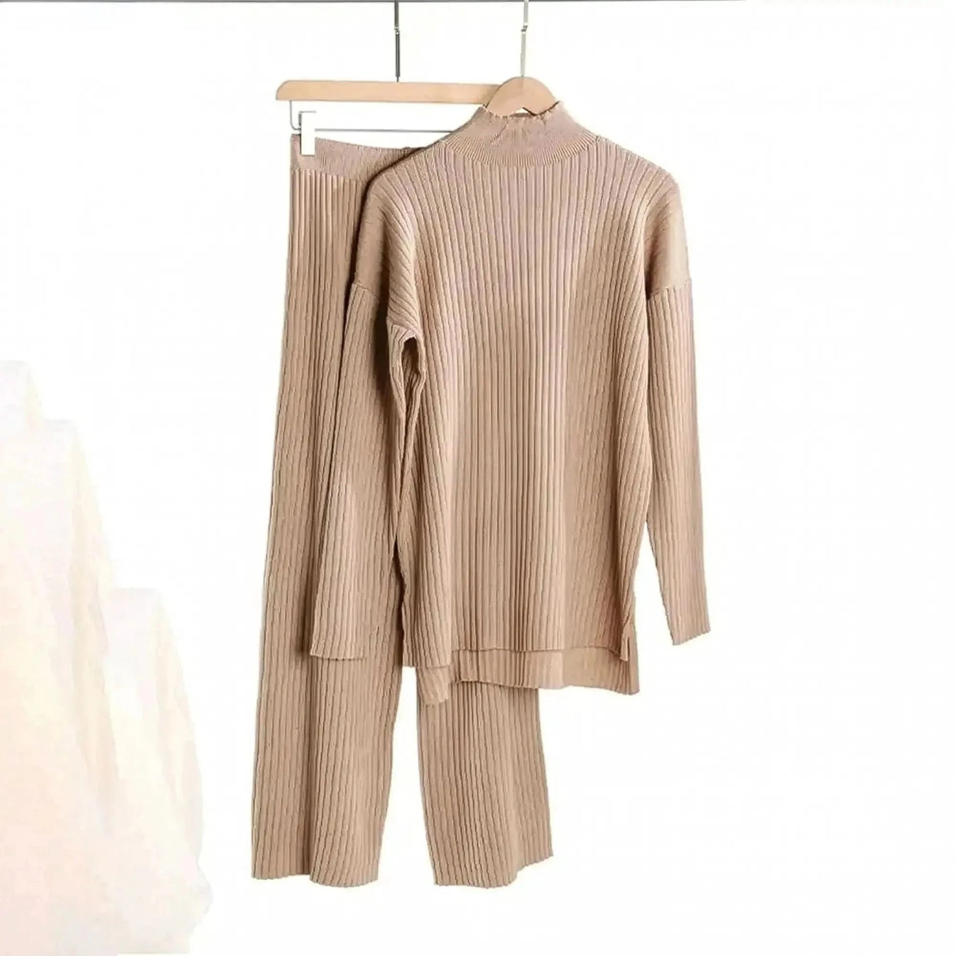 Ensemble Tricoté Femme : Col Roulé + Pantalon Droit - Saylana