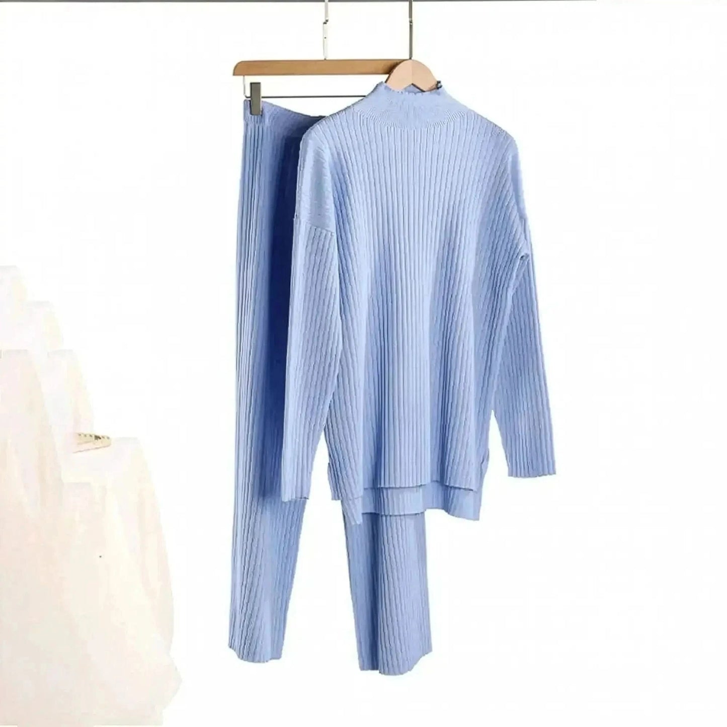 Ensemble Tricoté Femme : Col Roulé + Pantalon Droit - Saylana