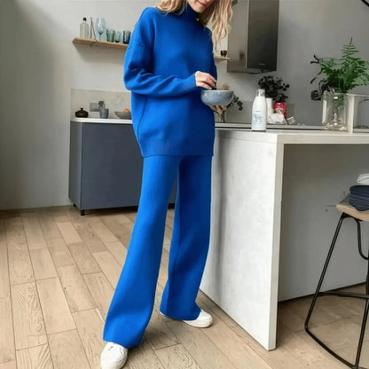 Ensemble Tricoté Femme : Col Roulé + Pantalon Droit - Saylana