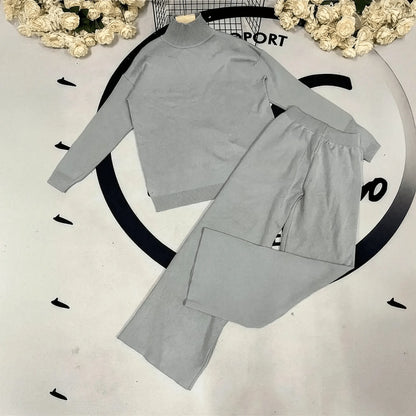 Ensemble Tricoté Femme : Col Roulé + Pantalon Droit - Saylana