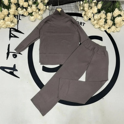 Ensemble Tricoté Femme : Col Roulé + Pantalon Droit - Saylana