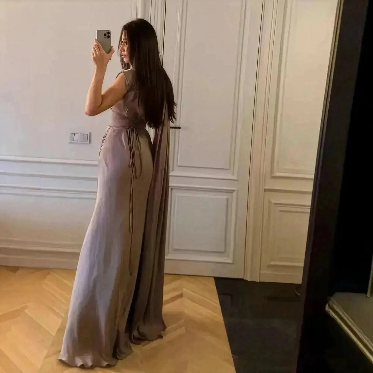 Robe de Soirée Satinée Plissée - Saylana