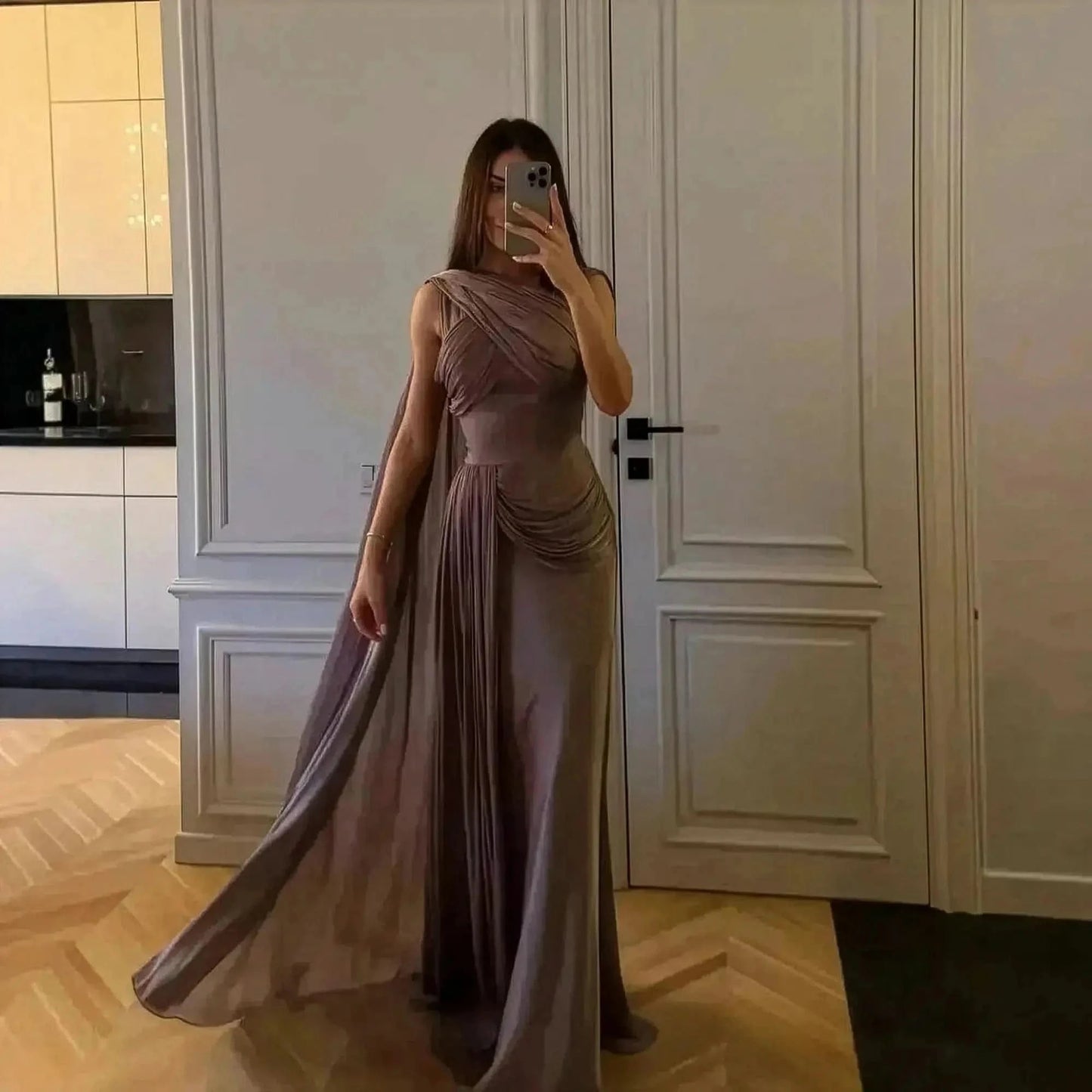 Robe de Soirée Satinée Plissée - Saylana