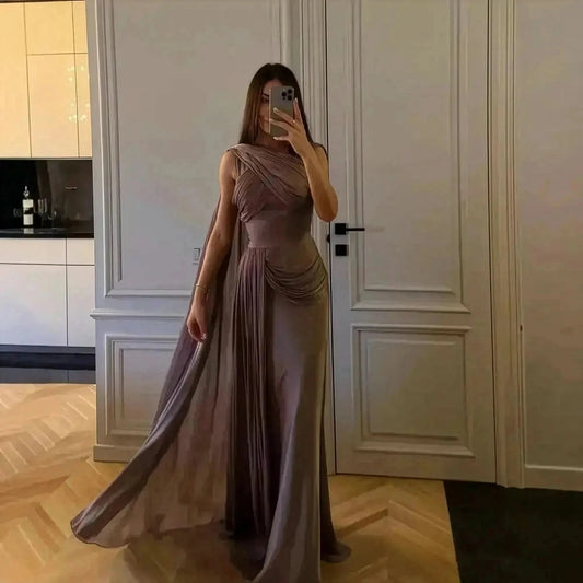 Robe de Soirée Satinée Plissée - Saylana