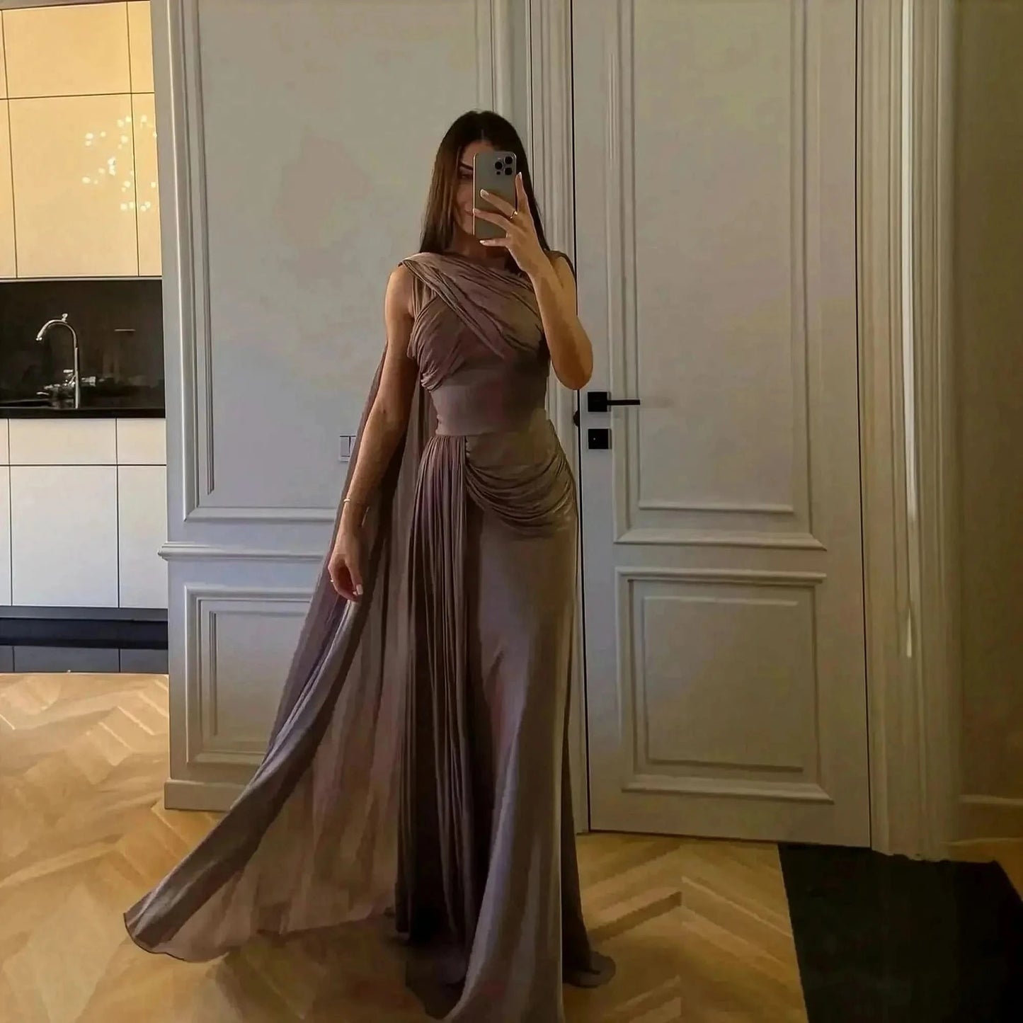 Robe de Soirée Satinée Plissée - Saylana