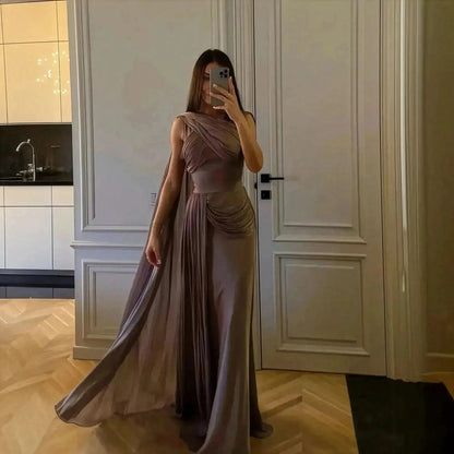 Robe de Soirée Satinée Plissée - Saylana