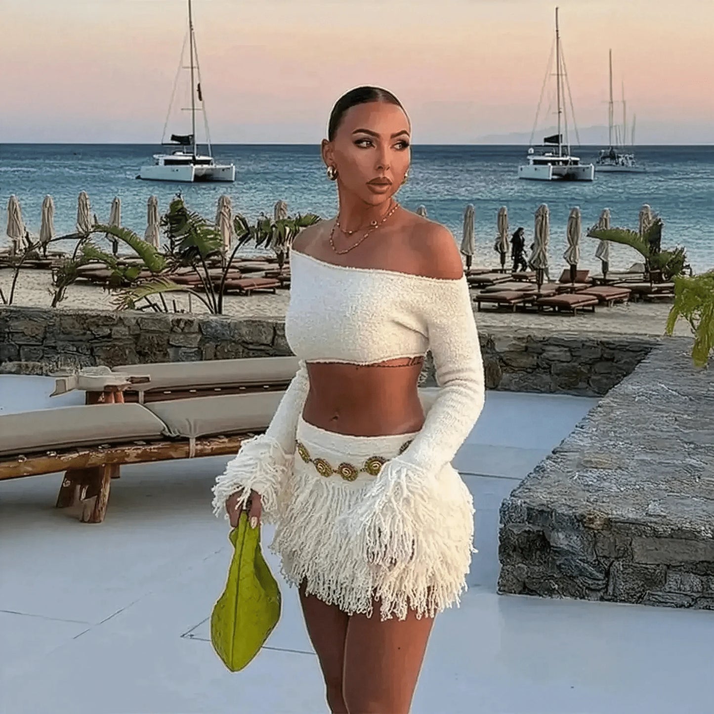 Ensemble Tricoté à Franges Femme Été - Saylana