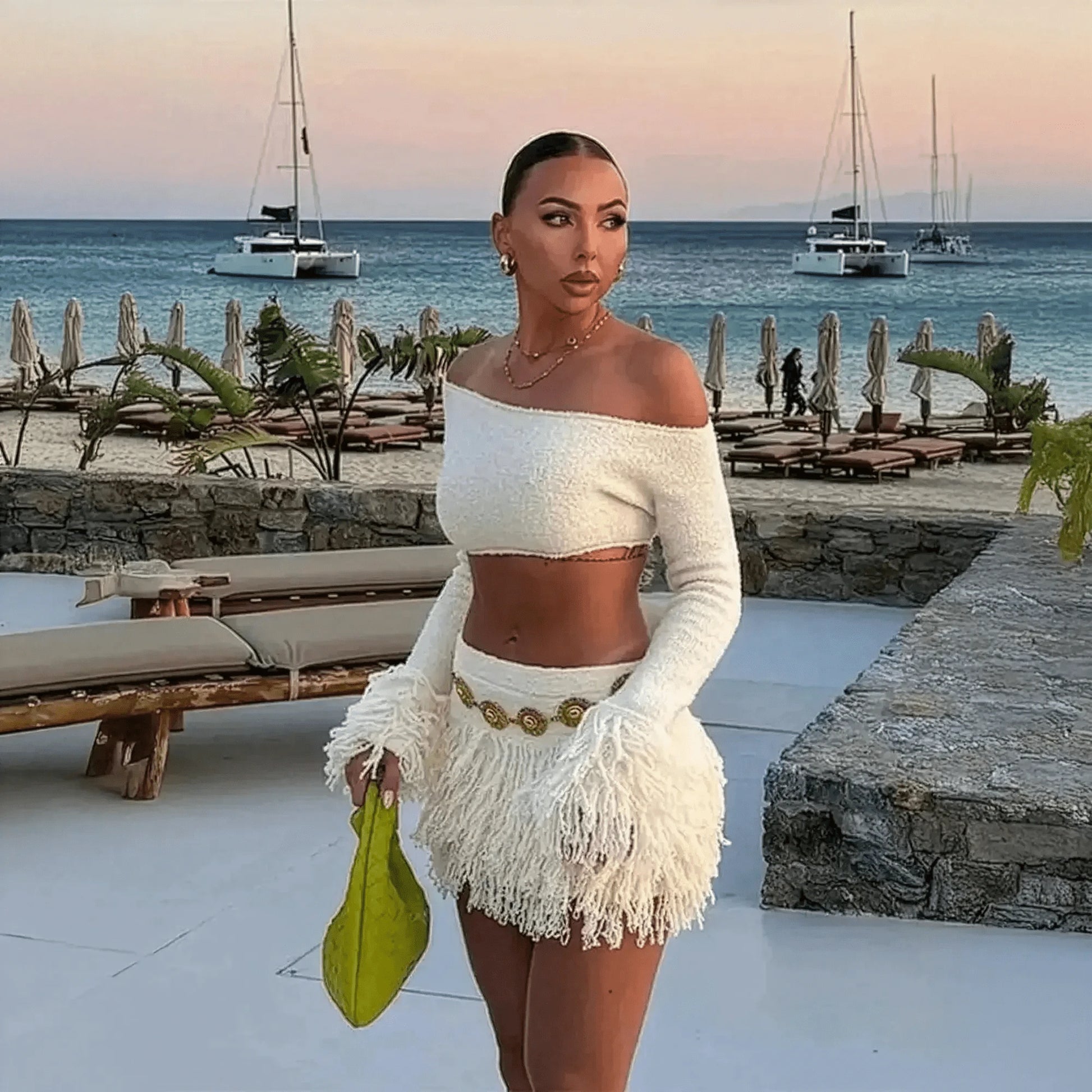 Ensemble Tricoté à Franges Femme Été - Saylana