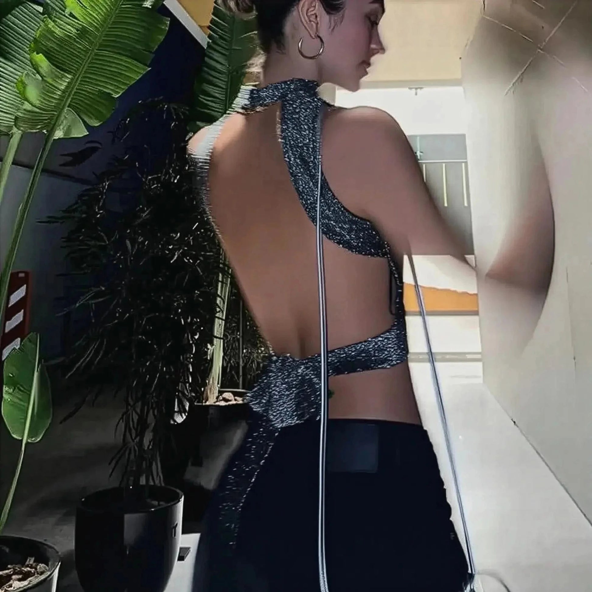 Crop Top Pailleté Dos Nu - Saylana