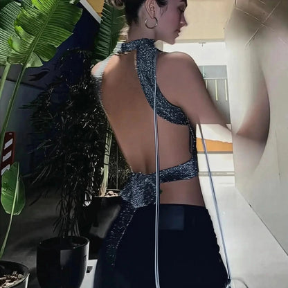 Crop Top Pailleté Dos Nu - Saylana