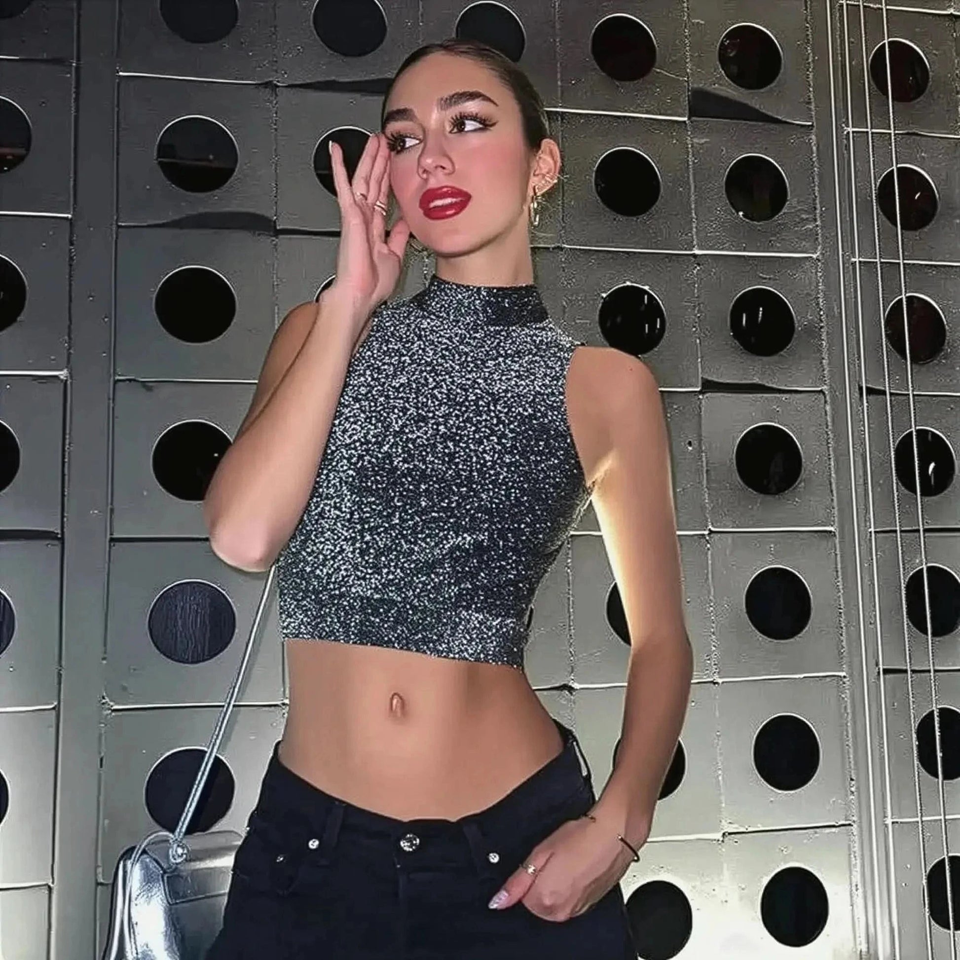 Crop Top Pailleté Dos Nu - Saylana