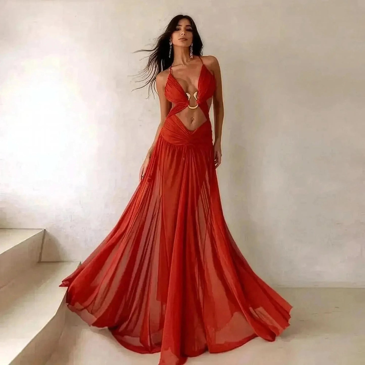 Robe Sexy Col V Fendue Chic - Saylana