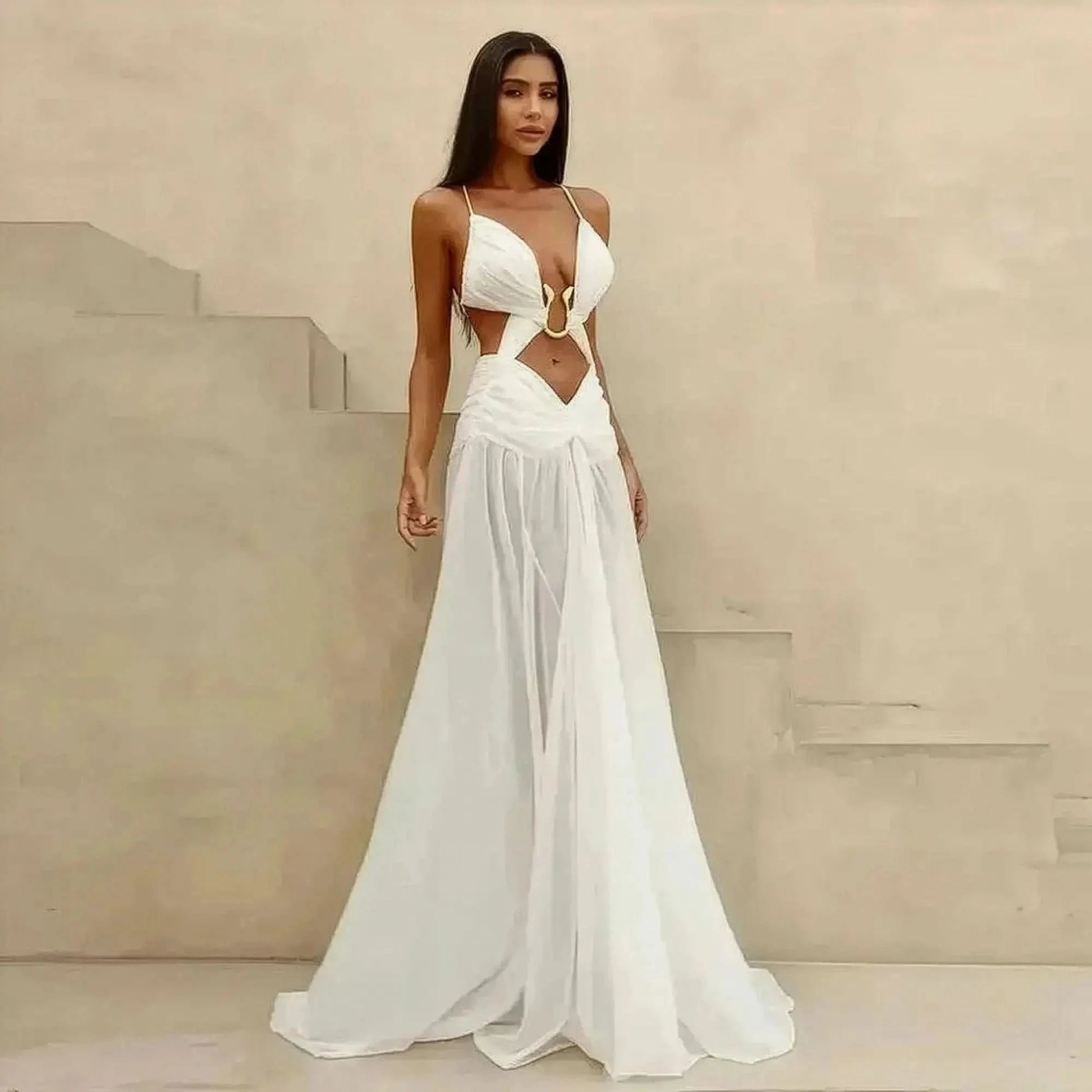 Robe Sexy Col V Fendue Chic - Saylana