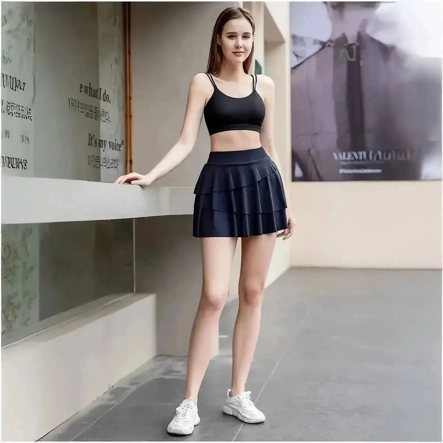 Jupe de Sport Plissée avec Poches - Saylana