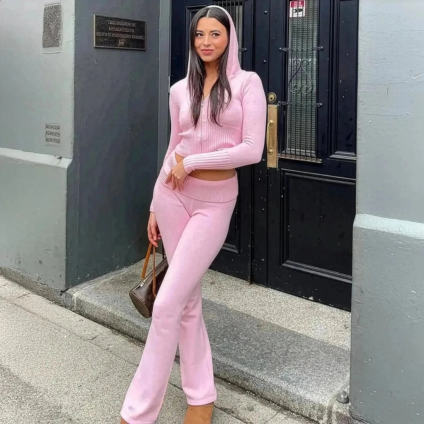 Ensemble Côtelé Zippé : Hoodie + Pantalon Ajusté - Saylana