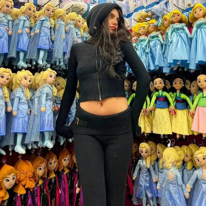 Ensemble Côtelé Zippé : Hoodie + Pantalon Ajusté - Saylana